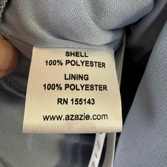 NWT Azazie Tempest Formal Dress Dusty Blue Lace Sequin Elastic Waist Maxi Sz 18 - Picture 9 of 9